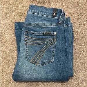 7FAMK Women’s Light Medium Wash Flare Leg Jeans in Dark Stonewash Size 24